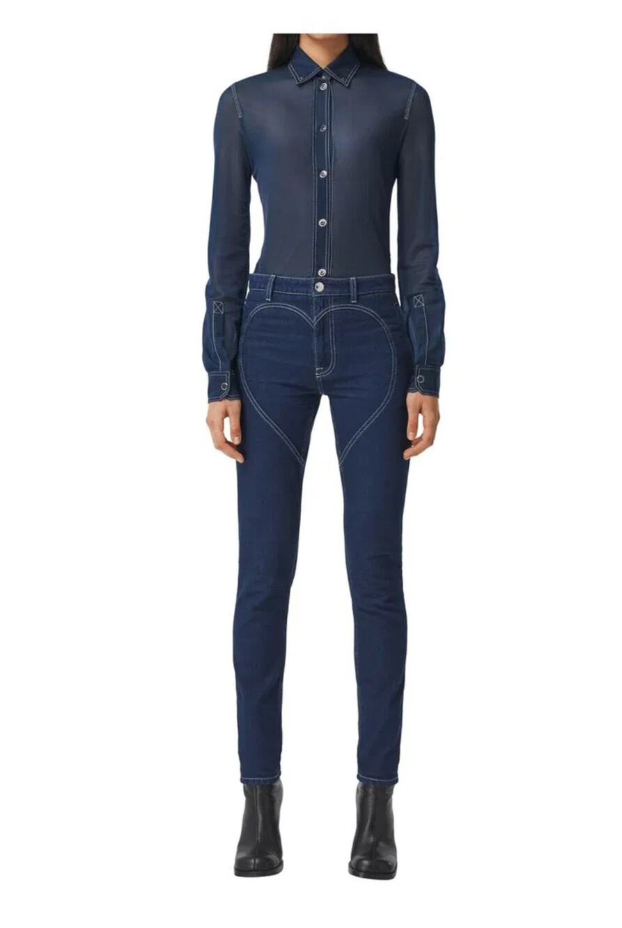 Burberry Embroidered Heart Motif Denim Skinny Jeans Size 26
